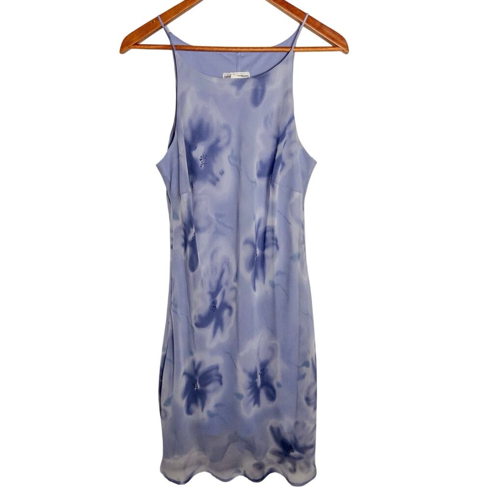 Vintage Y2K DBY Limited Blue Floral Sheer Slip Dress Size 13/14 - Picture 3 of 7